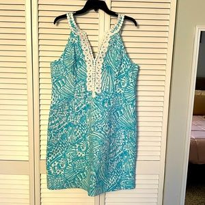 Lilly Pulitzer 16 Valli Shift Dress Blue Sea Cups